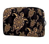 Borsa per cosmetici per donna,borsa per trucco piccola per borsa,tartaruga marina astratta dorata,Borsa per cosmetici da viaggio,Custodia per il trucco