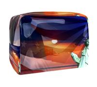 Borsa per cosmetici per donna,borsa per trucco piccola per borsa,tramonto 4 luglio nel giorno della dipendenza,Borsa per cosmetici da viaggio,Custodia per il trucco