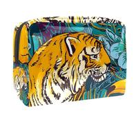 Borsa per cosmetici per donna,borsa per trucco piccola per borsa,tucano tropicale e tigre,Borsa per cosmetici da viaggio,Custodia per il trucco