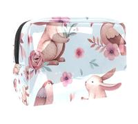 Borsa per cosmetici per donna,borsa per trucco piccola per borsa,uccelli e conigli rosa,Borsa per cosmetici da viaggio,Custodia per il trucco