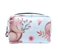 Borsa per cosmetici per donna,borsa per trucco piccola per borsa,uccelli e conigli rosa,Borsa per cosmetici da viaggio,Custodia per il trucco