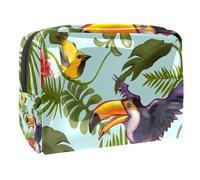 Borsa per cosmetici per donna,borsa per trucco piccola per borsa,uccello tropicale foglie fiore tucano,Borsa per cosmetici da viaggio,Custodia per il trucco
