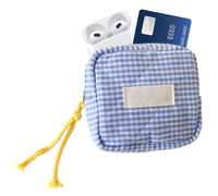 Borsa per cosmetici piccola,Borsa per matita per labbra quadrata per donna | Borsa per trucco da viaggio, custodia quadrata per chiave auto, archiviazione cuffie per donne e ragazze, blu, Consulte la