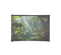 Borsa per cosmetici riutilizzabile in carta Astuccio per cosmetici resistente all'acqua Astucci per trucco da donna Borsa per organizer da viaggio/Scena della giungla della foresta pluviale tropicale