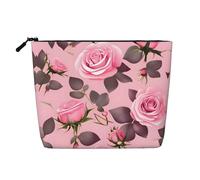 Borsa per cosmetici stampata con graziose rose rosa, borsa da toilette da donna, adatta per viaggi di piacere e per la conservazione quotidiana.