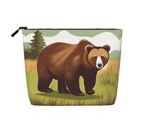 Borsa per cosmetici stampata raffigurante un orso bruno che cammina, borsa da toilette da donna, adatta per viaggi di piacere e per la conservazione quotidiana.