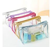 Borsa per Cosmetici Trasparente da 5 Pezzi, Borsa per Cosmetici da Viaggio Trasparente in Cinque Colori, Borsa per Trucchi in Pelle PU, Borsa da Viaggio, Borsa da Toilette per il Viaggio Quotidiano