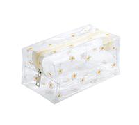 Borsa per cosmetici trasparente floreale, borsa da toilette impermeabile con cerniera Simpatico astuccio trasparente, trucco con motivo a margherita per riporre i viaggi