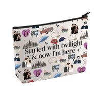 Borsa per cosmetici Twilight Vampire TV Show Merchandise Amante dei vampiri Regalo per i fan di Edward Bella Regalo Started with Twilight and Now I'm Here Makeup Bag, Crepuscolo qui, No