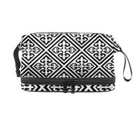 Borsa per cosmetici vintage Blake a doppio strato per donne e ragazze, borsa da viaggio per trucchi e trucchi, pratica borsa organizer con scomparto per pennelli, Multi, 27x15x14 cm/10.6x5.9x5.5 in,