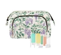 Borsa per cosmetici vintage con fiori di glicine retrò con cerniera, grande borsa per il trucco e gioielli per kit da viaggio