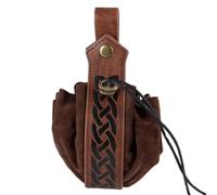 Borsa per dadi in pelle, portatile, con coulisse, portamonete vintage per rune o medicine da viaggio, borsa per dadi per LARP Ren Faire - per costumi da uomo e donna, Marrone scuro, Refer to