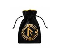 Borsa per dadi in velluto runico nero e dorato Q Workshop in grado di contenere