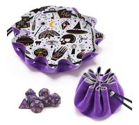 Borsa per Dadi Vassoio Dadi Set di Dadi Poliedrici da Giochi 7 Pezzi, 2 in 1 DND Sacchetto Porta Dadi Velluto per Dungeons and Dragons Giochi da Tavolo RPG D&D MTG Strega Magica Regali di Halloween
