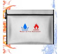 Borsa per documenti ignifuga 38 x 28cm impermeabile e ignifuga, 1 pezzi, per documenti, denaro, passaporto, file bancari e contanti (grigio)