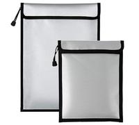 Borsa per documenti ignifughi da 2 pezzi, busta documento impermeabile con rivestimento in silicone con certifica, borsa in denaro 15x11 e 8x10 per certificati, foto, passaporti