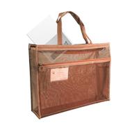 Borsa per documenti in rete con chiusura lampo, borse a rete con cerniera, borsa portaoggetti artistica trasparente da 17 x 13 x 4,4 pollici con maniglia e cerniera, borsa per progetto A3, cachi., Se