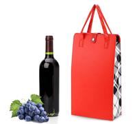 Borsa per due bottiglie di vino, confezione regalo per 2 bottiglie, doppia bottiglia di vino, in pelle, custodia portatile per vino, borsa regalo per picnic, viaggi, feste, matrimoni, Rosso, alla moda