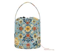 Borsa per filati alla moda elegante fiore lago blu giallo con fori per lavoro a maglia borsa per kit di lavoro a maglia separatore filo uncinetto