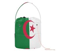 Borsa per filati all'uncinetto con bandiera della Repubblica Democratica dell'Algeria con fori per riporre attrezzi all'uncinetto e artigianato