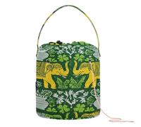 Borsa per filati all'uncinetto con stampa floreale gialla e verde elefante con fori borsa da viaggio per ferri da maglia forniture per maglieria