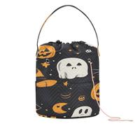 Borsa per filati all'uncinetto con stampa magica di Halloween, borsa per filato all'uncinetto con fori per organizer per uncinetto
