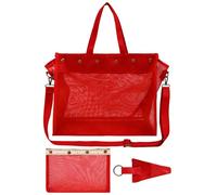 Borsa per filato all'uncinetto, grande capacità, trasparente, a rete, per uncinetto, per casa, interni, esterni, viaggi, scuola, fidanzata, moglie, amica, sorella, Rosso, Refer to description, Unisex