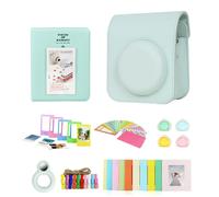 Borsa per fotocamera 7 in 1 per Fujifilm Instax Mini 12 custodia in PU 64 tasche Album fotografico cornice per foto colorata filtri per lenti a specchio per Selfie 7in1 Blue