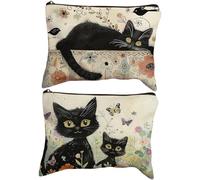 Borsa per gatti da donna, ampia organizer, vintage Clutch Pouch, 22 x 8,66 pollici Multi Purpose Storage Case, Toiletries, Stationery, Makeup, Purse Travel Birthday Gift Use, a, Se référer au