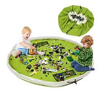 Borsa Per Giocattoli, BELLESTYLE Tela di cotone 150CM Tappetino da gioco per bambini Organizzatore di giocattoli Borsa rapida per Memorizzazione di giocattoli di piccole e medie dimensioni - Verde