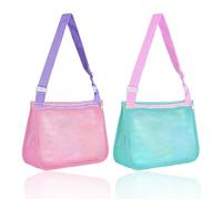 Borsa per giocattoli da spiaggia da 2 pezzi, accessori da spiaggia per bambini, borsa da spiaggia per bambini, borsa a rete per bambini, borsa da spiaggia pieghevole