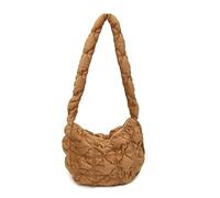 Borsa per gnocchi in velluto alla moda con chiusura lampo, borsa a tracolla pieghettata per autunno inverno shopping viaggi tempo libero, cachi