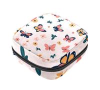 Borsa per il ciclo mestruale con farfalla colorata con fiore per ragazze signore donne, sacchetti per lo smaltimento degli assorbenti igienici, sacchetto mestruale con cerniera di grande capacità