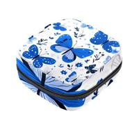 Borsa per il ciclo mestruale con motivo floreale e farfalla blu per ragazze donne signore, sacchetti per lo smaltimento dei tovaglioli igienici, sacchetto mestruale con cerniera di grande capacità