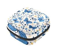 Borsa per il ciclo mestruale per ragazze donne donne blu farfalla e fiore sacchetti per lo smaltimento degli assorbenti igienici, grande capacità con cerniera sacchetto mestruale