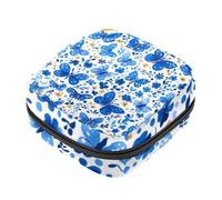 Borsa per il ciclo mestruale per ragazze donne donne blu farfalla e motivo floreale sacchetti per lo smaltimento degli assorbenti igienici, grande capacità con cerniera sacchetto mestruale