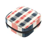 Borsa per il ciclo mestruale per ragazze donne e donne, motivo classico a quadri igienici, borsa per lo smaltimento degli assorbenti igienici, grande capacità con cerniera