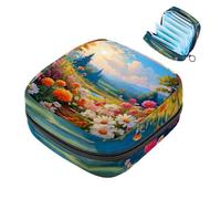 Borsa per il ciclo mestruale per ragazze donne signore, bellissimo paesaggio fiore margherita sacchetti per lo smaltimento degli assorbenti igienici, grande capacità con cerniera mestruale Pad Pouch