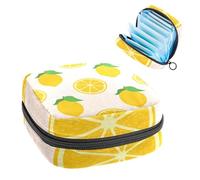 Borsa per il ciclo mestruale per ragazze donne signore, borse per lo smaltimento dei tovaglioli sanitari freschi con motivo di frutta estiva con limoni, grande capacità con cerniera