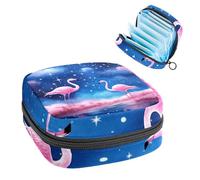 Borsa per il ciclo mestruale per ragazze donne signore, cielo stellato fenicottero-122 sacchetti per lo smaltimento degli assorbenti igienici, grande capacità con cerniera