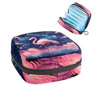 Borsa per il ciclo mestruale per ragazze donne signore, cielo stellato fenicottero-48 sacchetti per lo smaltimento degli assorbenti igienici, grande capacità con cerniera