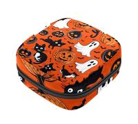 Borsa per il ciclo mestruale per ragazze donne signore, fantasma di Halloween, pipistrello, zucca, gatti, sacchetti per lo smaltimento dei tovaglioli igienici, grande capacità con cerniera