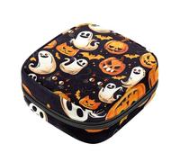 Borsa per il ciclo mestruale per ragazze donne signore, fantasma, zucca, gatto, pipistrello, Halloween, sacchetti per lo smaltimento dei tovaglioli igienici, grande capacità con cerniera