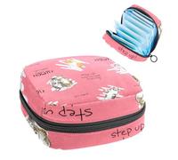 Borsa per il ciclo mestruale per ragazze donne signore, gatto che non si muove, rosa intenso sacchetti per lo smaltimento degli assorbenti igienici, grande capacità con cerniera