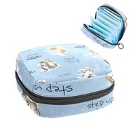 Borsa per il ciclo mestruale per ragazze donne signore, gatto non si muove blu sacchetti per lo smaltimento degli assorbenti igienici, grande capacità con cerniera sacchetto mestruale