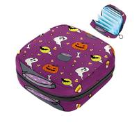 Borsa per il ciclo mestruale per ragazze donne signore, Happy Halloween zucca luna pipistrello sacchetti per lo smaltimento dei tovaglioli igienici, grande capacità con cerniera sacchetto mestruale