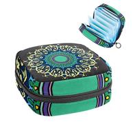 Borsa per il ciclo mestruale per ragazze donne signore, mandala indiano sfondo scuro sacchetti per lo smaltimento degli assorbenti igienici, grande capacità con cerniera sacchetto mestruale