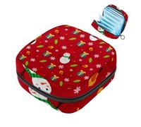 Borsa per il ciclo mestruale per ragazze donne signore, Merry Christmas, pupazzo di neve, fiocco di neve, sacchetti per lo smaltimento dei tovaglioli igienici, grande capacità con cerniera mestruale