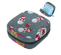 Borsa per il ciclo mestruale per ragazze donne signore, Merry Christmas Snowman-774, sacchetti per lo smaltimento degli assorbenti igienici, grande capacità con cerniera