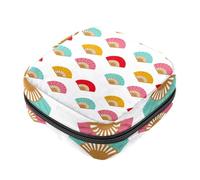 Borsa per il ciclo mestruale per ragazze donne signore, motivo a ventaglio spagnolo, blu, rosso, rosa, giallo, sacchetti per lo smaltimento degli assorbenti igienici, grande capacità con cerniera